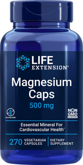 Bouteille de Life Extension Magnésium 500mg avec 270 capsules végétariennes