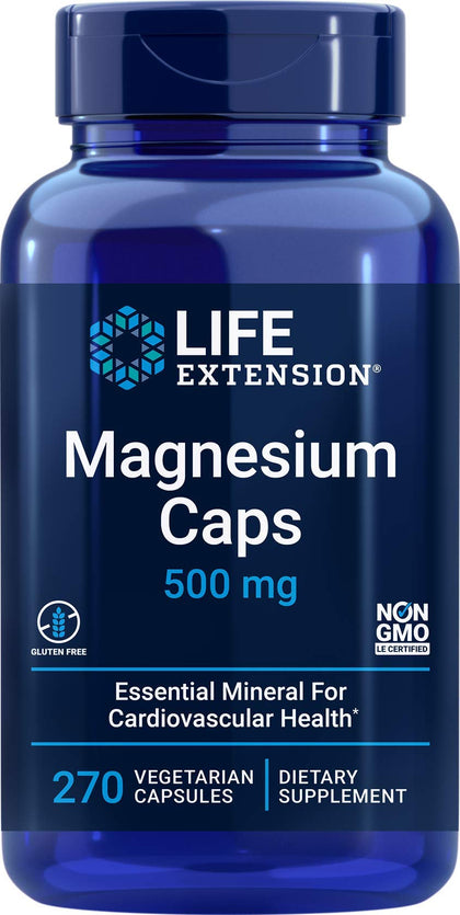 Bouteille de Life Extension Magnésium 500mg avec 270 capsules végétariennes