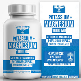 Bouteille de LifeStrength Potassium Magnésium 1000mg - 90 capsules