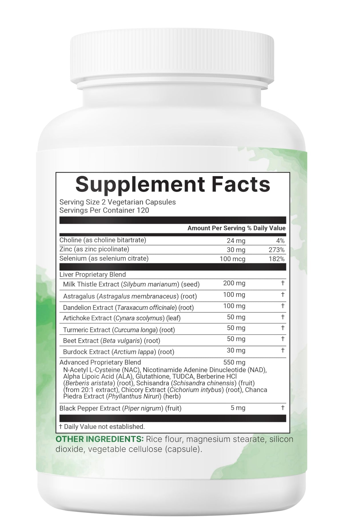 Bouteille de Liver Advanced+ à côté de légumes frais