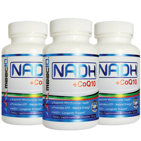 Bouteille de MAAC10 NADH + CoQ10 180 comprimés à mâcher vue de face