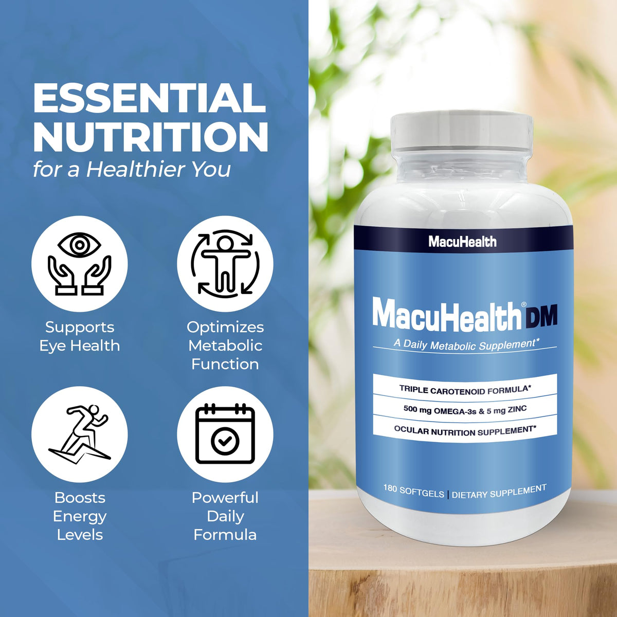Bouteille de Macuhealth avec étiquette bien visible