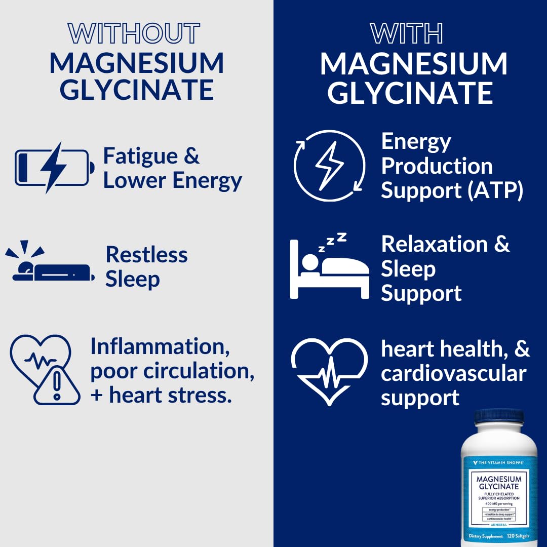 Bouteille de Magnésium Glycinate 400 mg de The Vitamin Shoppe sur une table