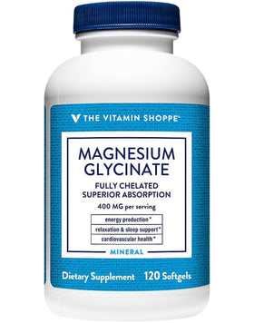 Bouteille de Magnésium Glycinate 400 mg de The Vitamin Shoppe, vue de face