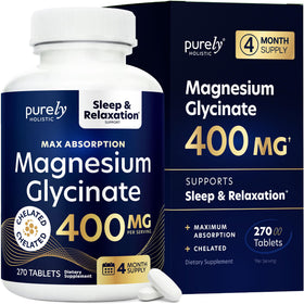 Bouteille de Magnésium Glycinate 400mg Purely Holistic, 270 comprimés