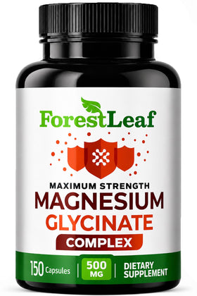 Bouteille de magnésium glycinate 500mg ForestLeaf vue de face