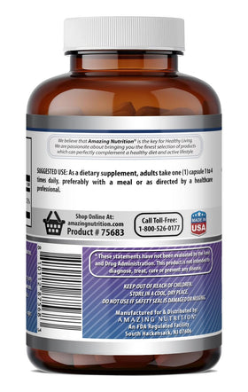 Bouteille de Magnésium Glycinate Amazing Nutrition avec des capsules autour