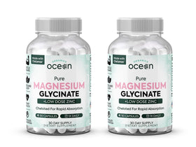 Bouteille de magnésium glycinate avec zinc d'Organics Ocean, vue de face