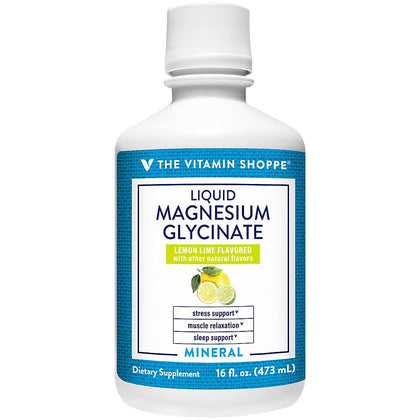 Bouteille de magnésium glycinate liquide The Vitamin Shoppe, 480 ml, vue de face