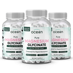 Bouteille de magnésium glycinate Organics Ocean avec étiquette
