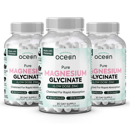 Bouteille de magnésium glycinate Organics Ocean avec étiquette
