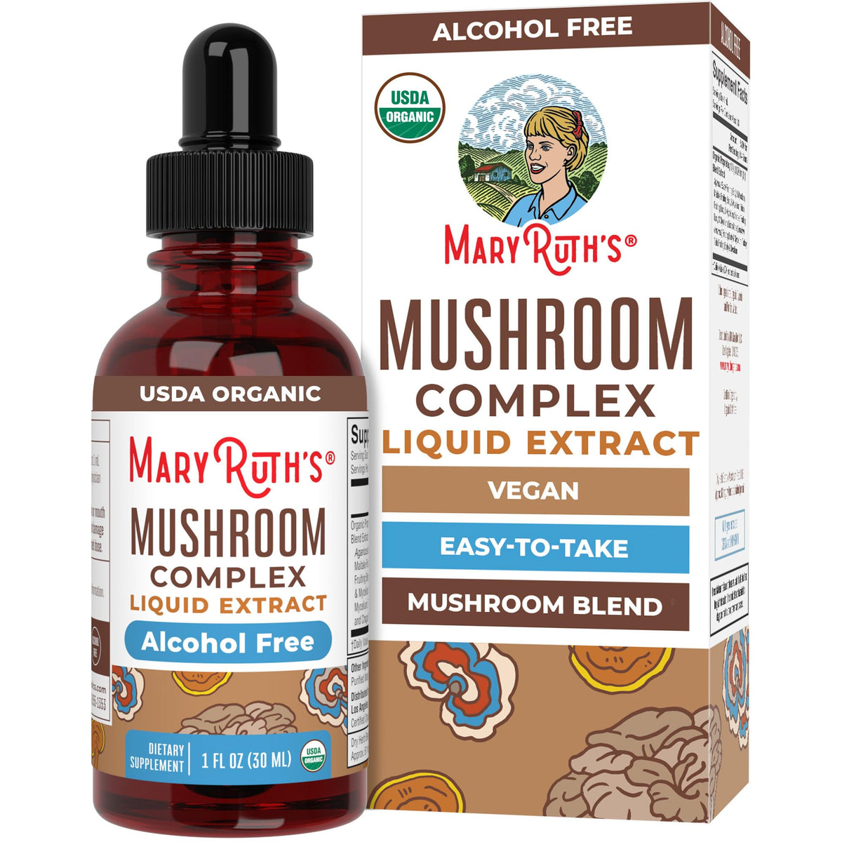 Bouteille de MARYRUTH'S Complexe de Champignons Biologiques 100g vue de face