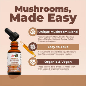 Bouteille de MARYRUTH'S Complexe de Champignons Biologiques avec verre d'eau