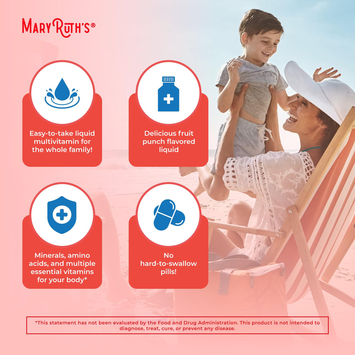 Bouteille de MARYRUTH'S Multivitamine Liquide Matinal dans un environnement de cuisine