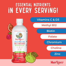 Bouteille de MARYRUTH'S Multivitamine Liquide Matinal sur une table en bois