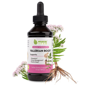 Bouteille de Maxx Herb Extrait Liquide de Racine de Valériane 120 ml vue de face