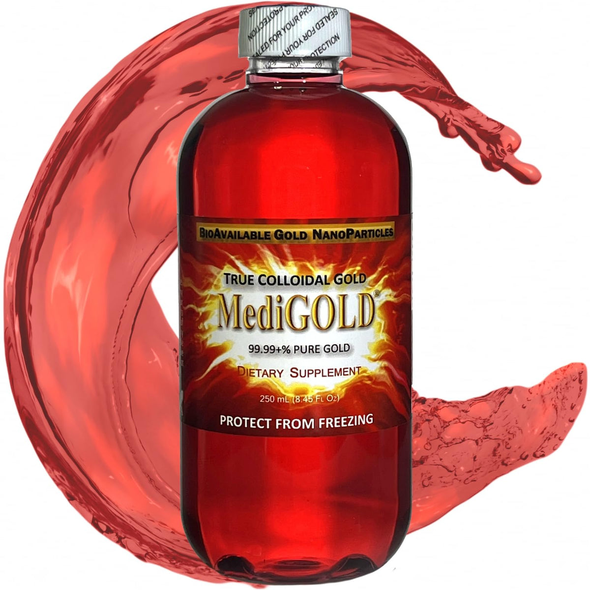Bouteille de MediGOLD® 250 mL or colloïdal pur à 99,99%