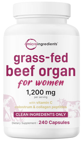 Bouteille de Micro Ingredients Complément Alimentaire Organes Bovine 240 gélules