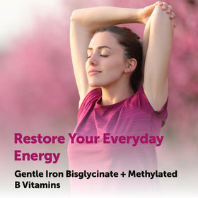 Bouteille de Micro Ingredients fer bisglycinate ouverte avec capsules