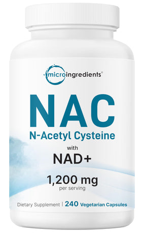 Bouteille de Micro Ingredients NAC avec NAD+ 240 gélules végétales vue de face