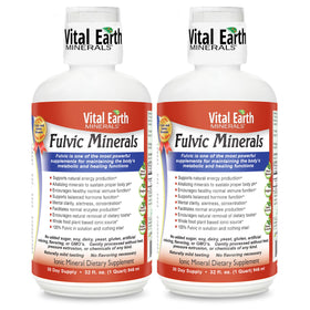 Bouteille de minéraux fulviques Vital Earth de 32 Oz vue de face