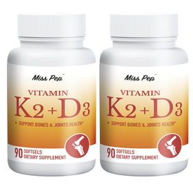 Bouteille de MISS PEP Complex D3 K2 5000 IU 180 gélules molles