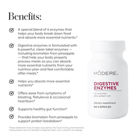 Bouteille de Modere Enzymes ouverte avec capsules visibles