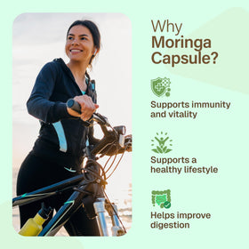 Bouteille de moringa Pureved avec capsules à côté