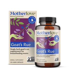 Bouteille de Motherlove Goat's Rue 120 gélules liquides vue de face