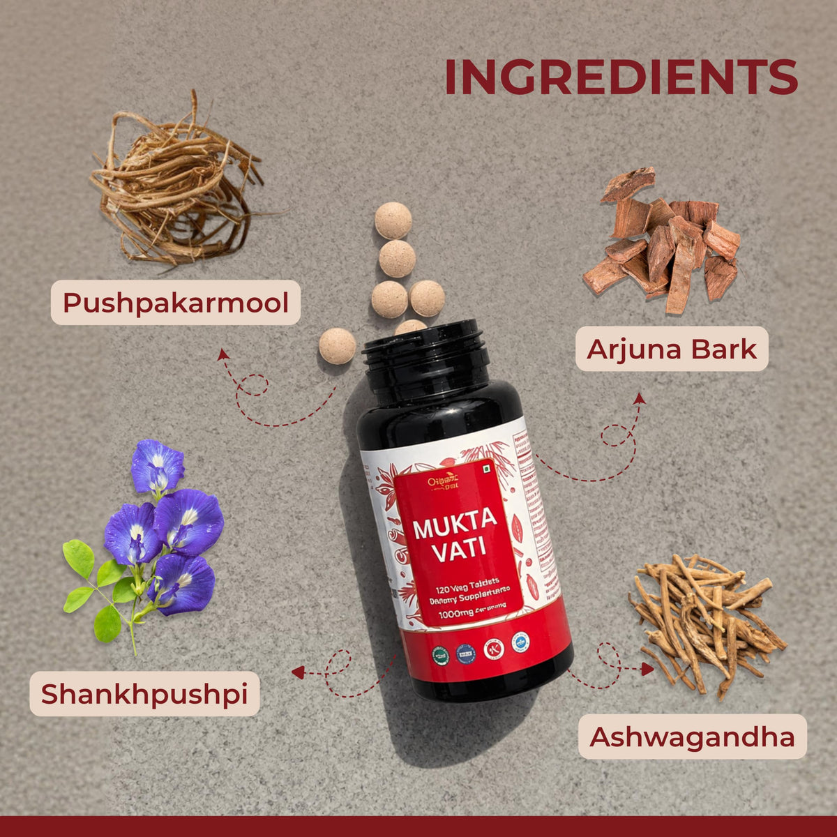 Bouteille de Mukta Vati dans un environnement naturel