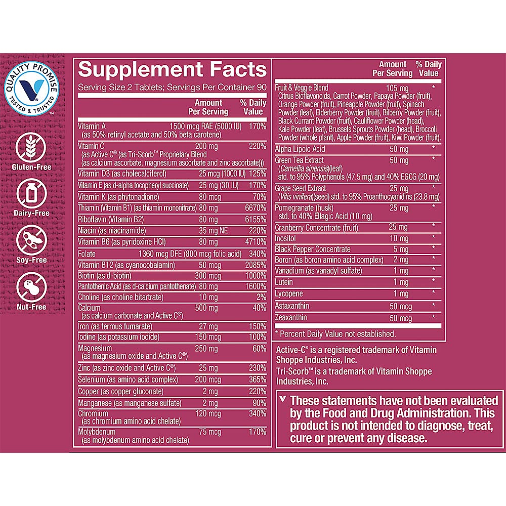 Bouteille de Multivitamine Femme The Vitamin Shoppe avec étiquette