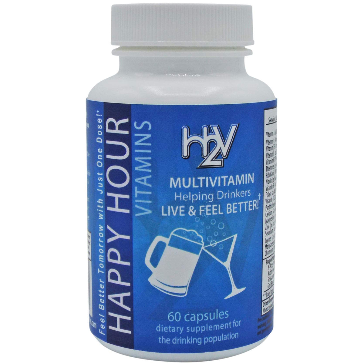 Bouteille de multivitamines Happy Hour de 30 portions vue de face