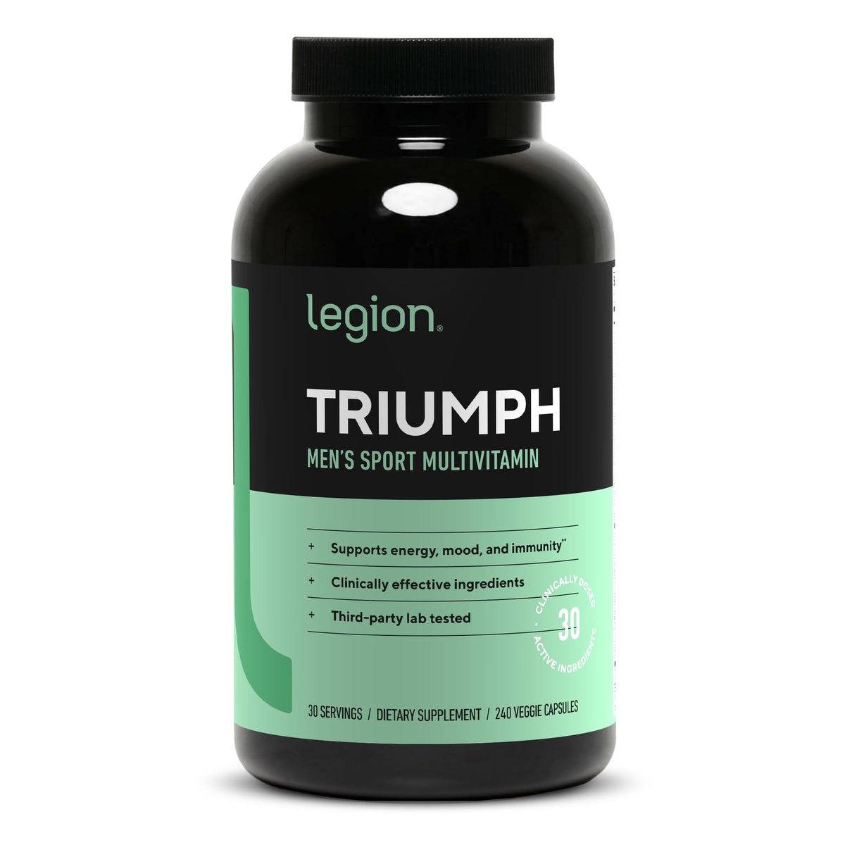Bouteille de multivitamines LEGION Triumph pour hommes, 30 portions