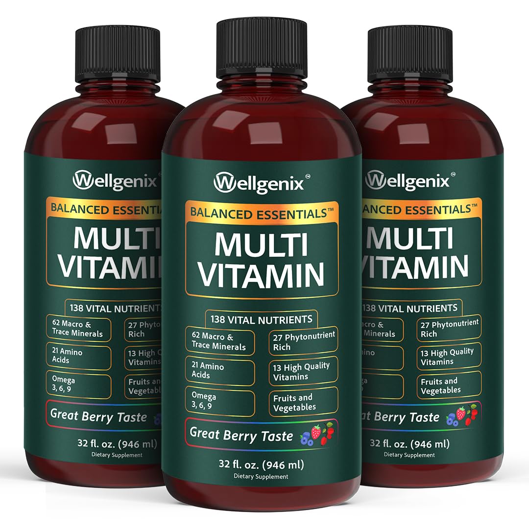 Bouteille de Multivitamines Liquides Équilibrées Wellgenix vue de face