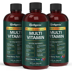 Bouteille de Multivitamines Liquides Équilibrées Wellgenix vue de face