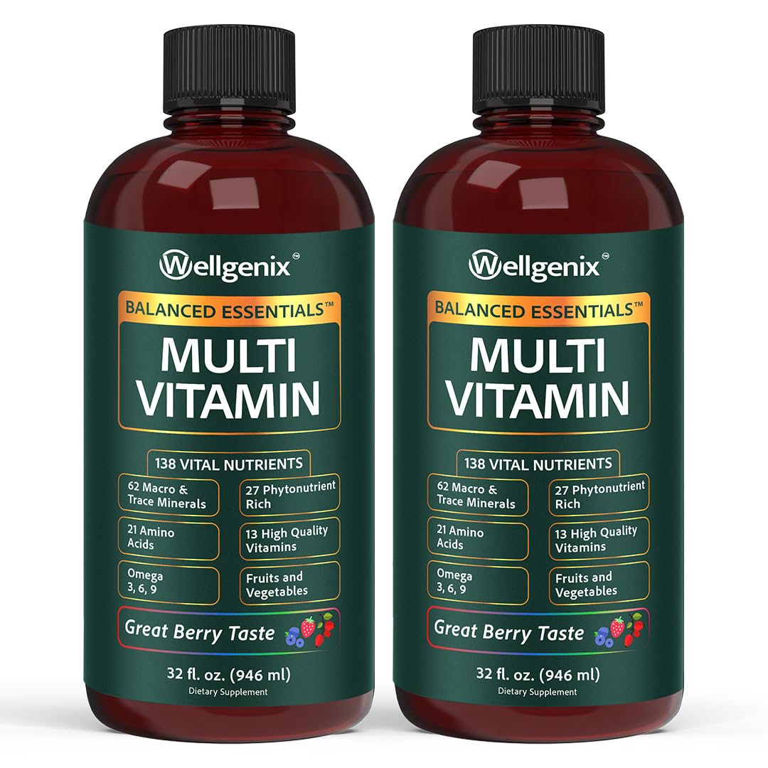 Bouteille de Multivitamines Liquides Équilibrées Wellgenix vue de face