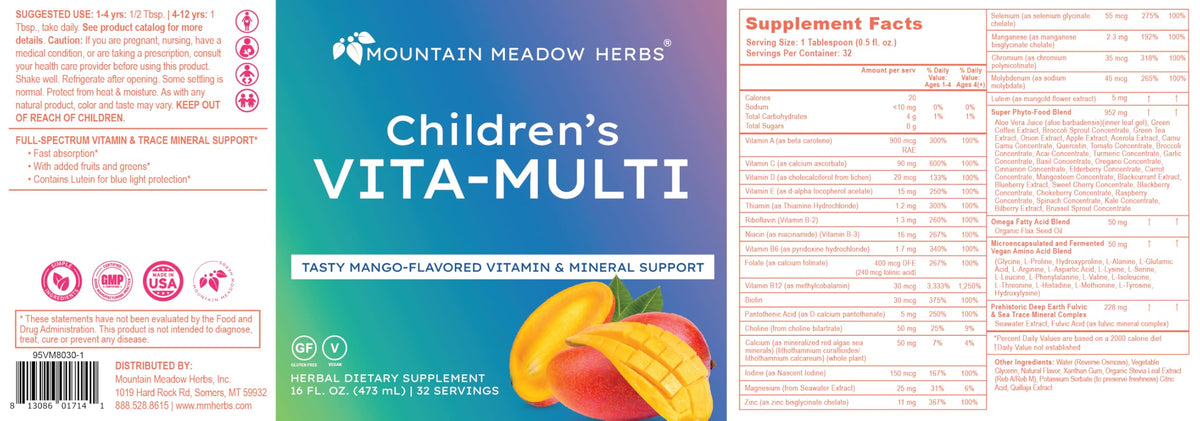Bouteille de multivitamines liquides pour enfants et cuillère doseuse