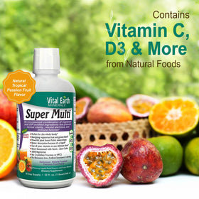 Bouteille de multivitamines liquides Vital Earth Minerals ouverte