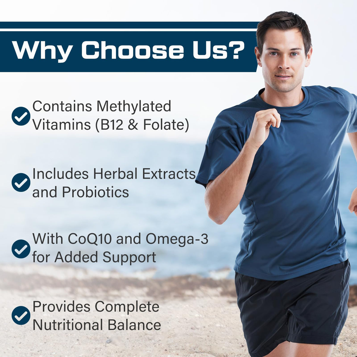 Bouteille de Multivitamines pour Hommes 50+ ThrivyThystle avec étiquette