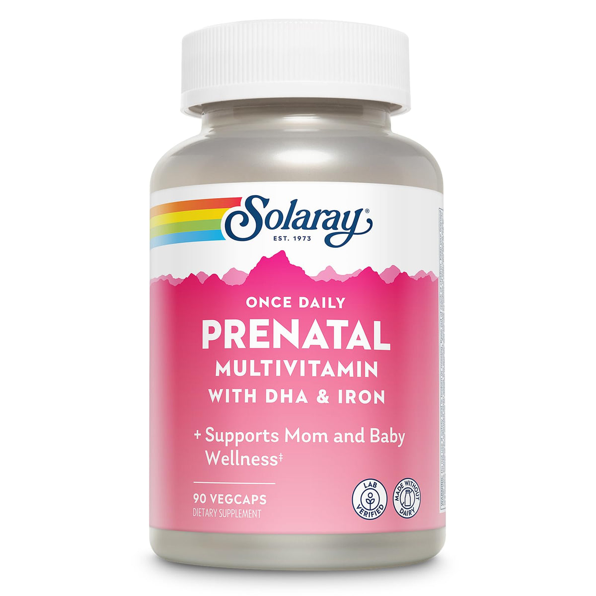 Bouteille de multivitamines prénatales SOLARAY vue de face