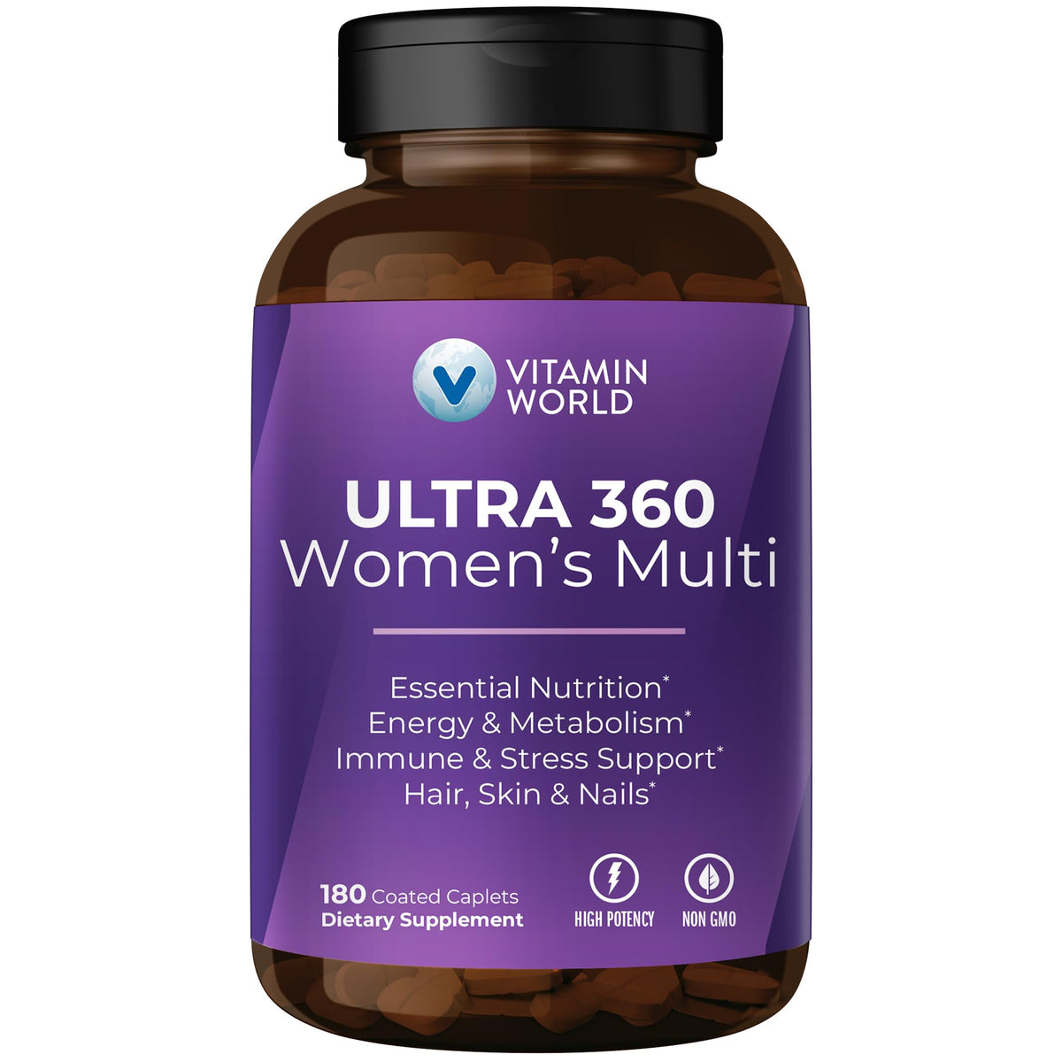 Bouteille de multivitamines Ultra 360 pour femmes Vitamin World vue de face