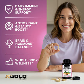Bouteille de multivitamines X Gold Health avec capsules
