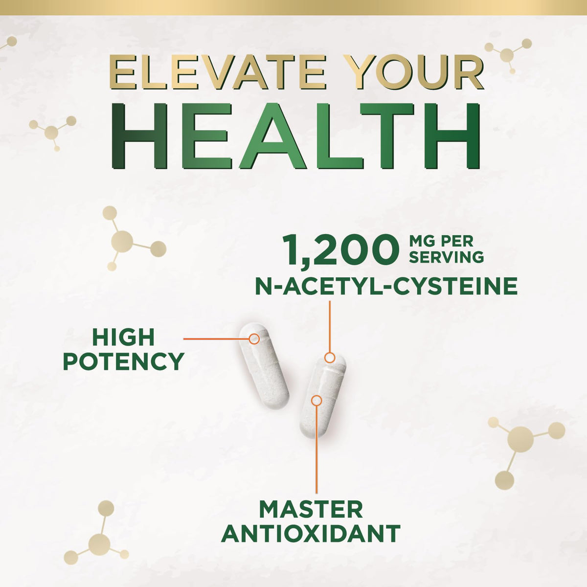 Bouteille de NAC 1200 mg Nature's Nutrition - vue de côté