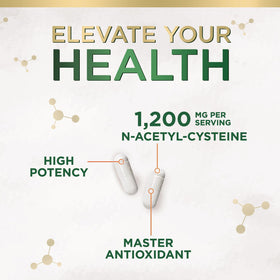 Bouteille de NAC 1200 mg Nature's Nutrition - vue de côté