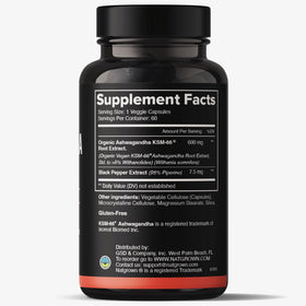 Bouteille de Natgrown Ashwagandha KSM-66 600 mg avec étiquette