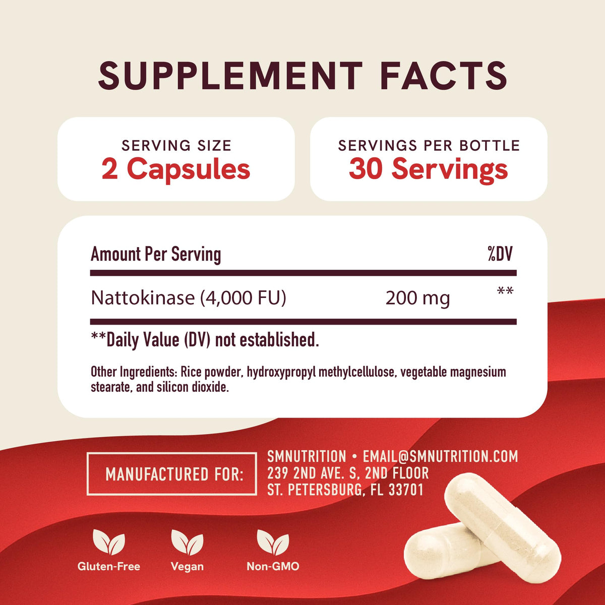 Bouteille de Nattokinase 4000 FU SMNutrition avec étiquette visible