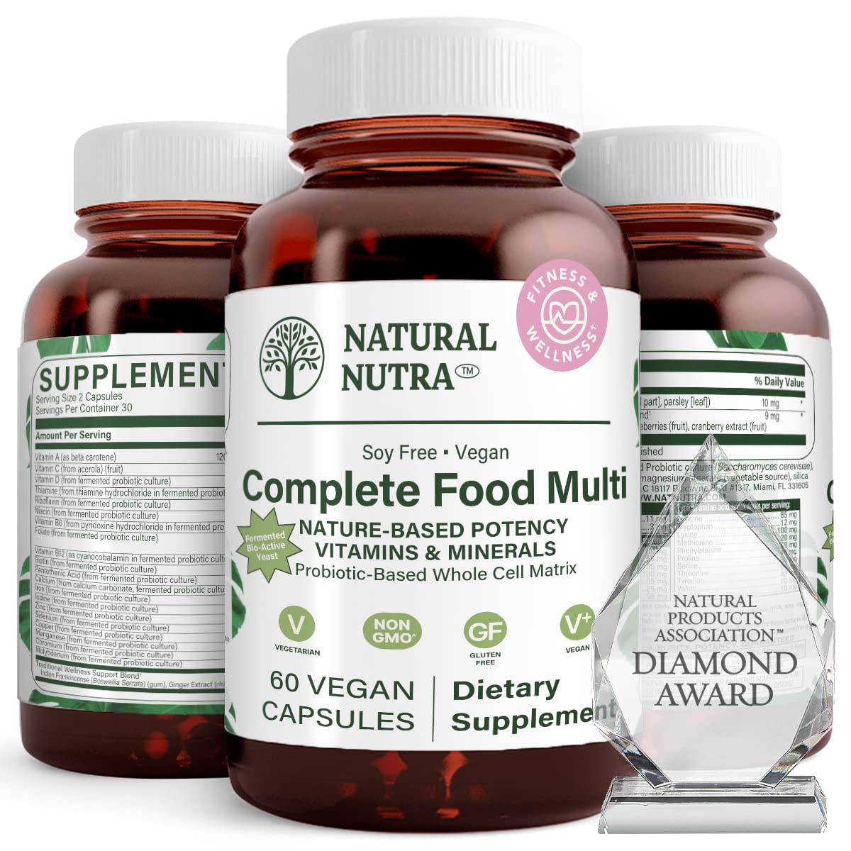 Bouteille de Natural Nutra Multivitamines 60 capsules vue de face