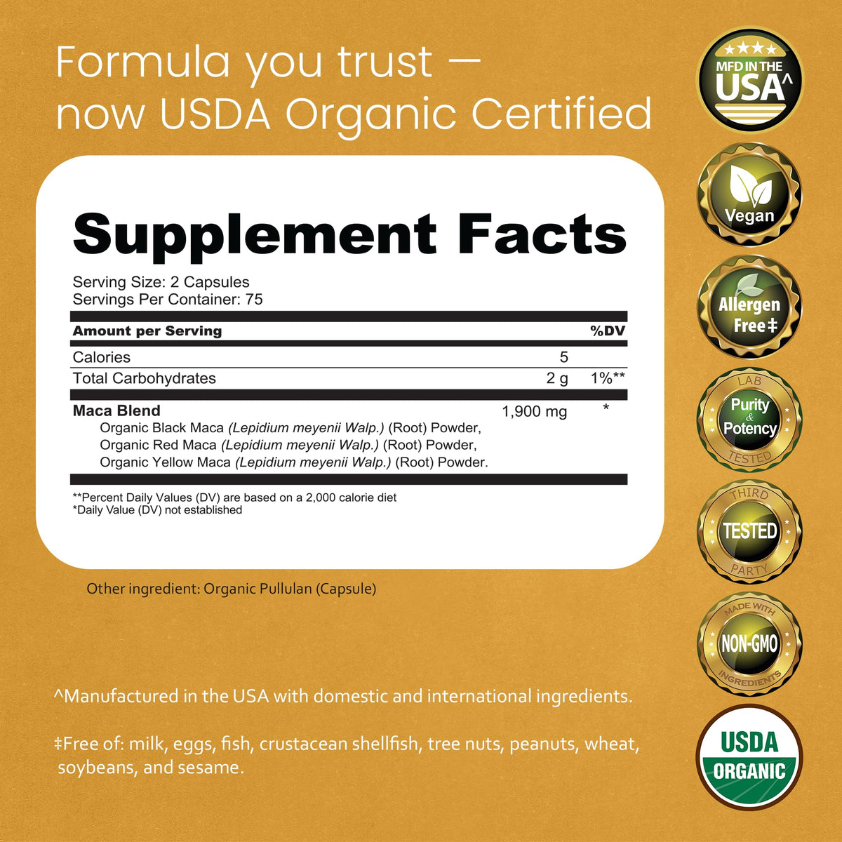 Bouteille de NaturaLife Labs Maca bio, vue de face