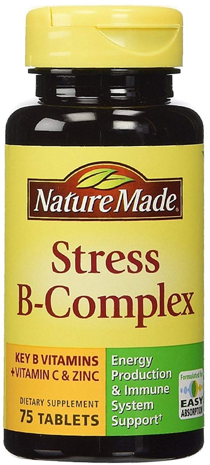 Bouteille de Nature Made B-Complex avec 75 comprimés, étiquette visible