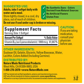 Bouteille de Nature Made Vitamine B12 1000 mcg vue de côté